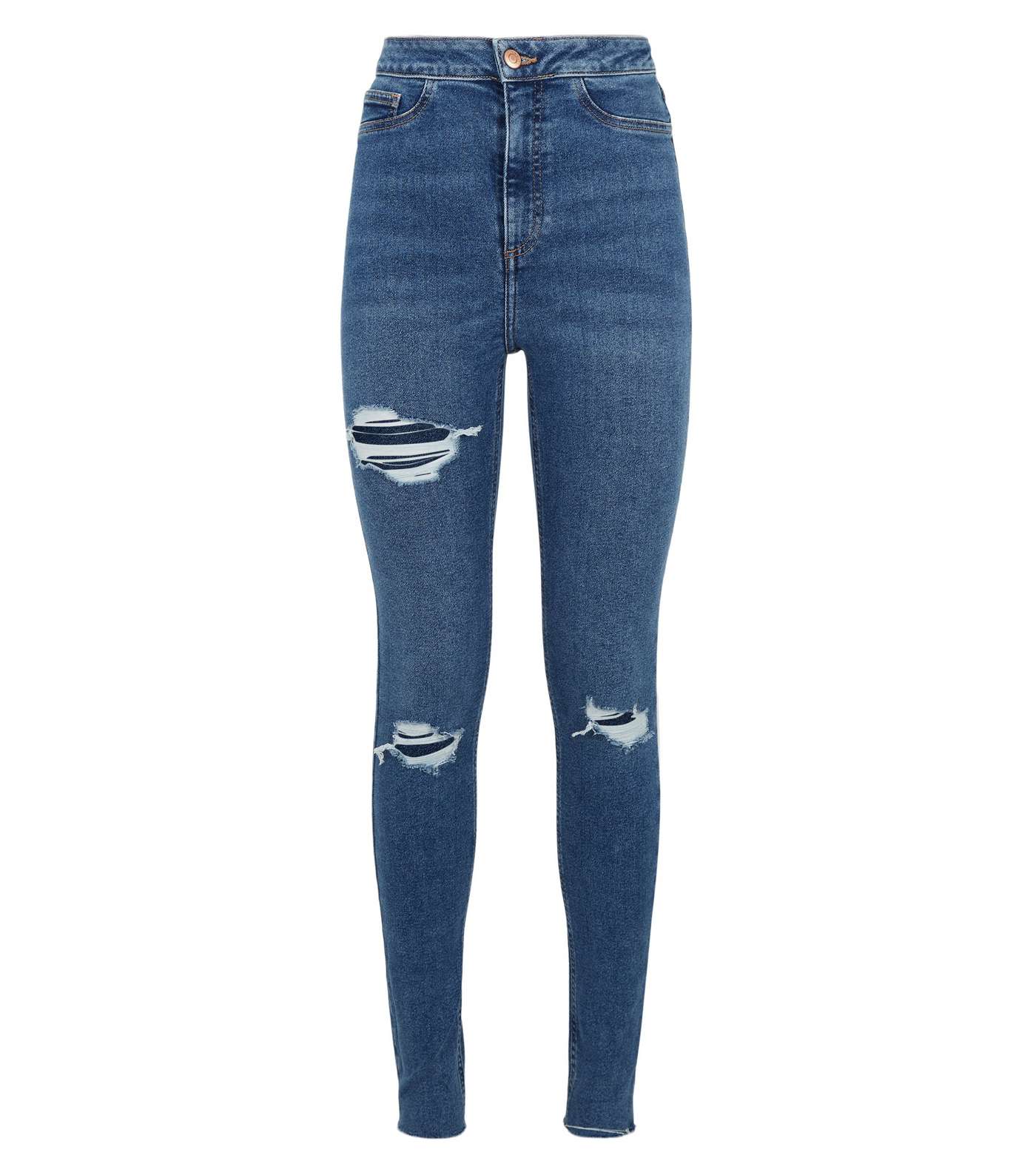 Tall Blue Ripped Hallie Super Skinny Jeans Image 4
