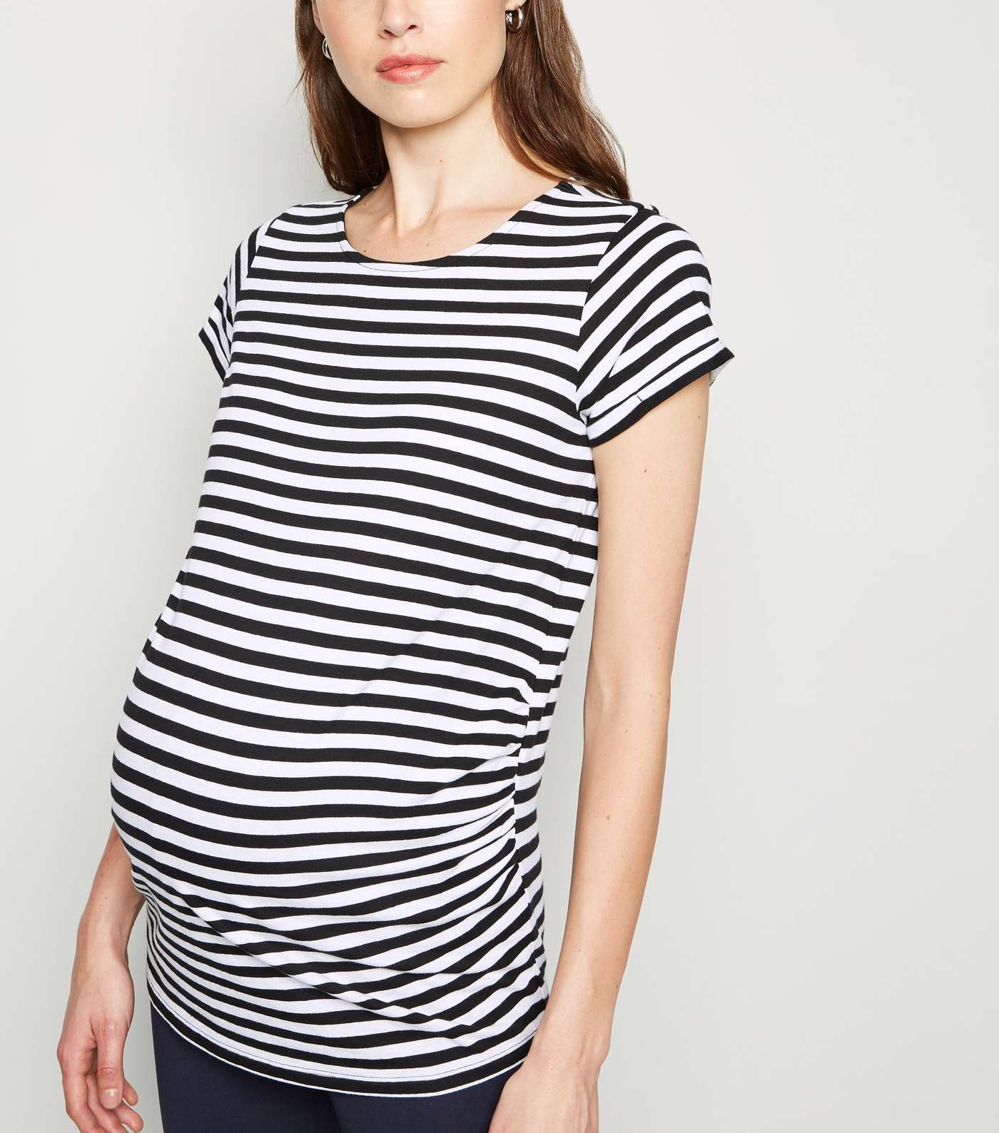 Maternity Black Stripe 1/2 Sleeve T-Shirt