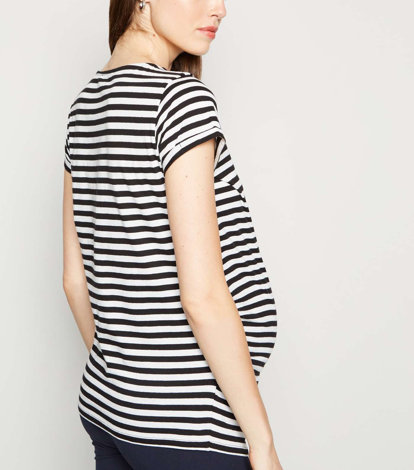 Maternity Black Stripe 1/2 Sleeve T-Shirt Image 3