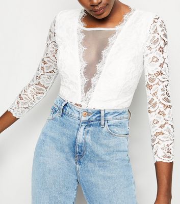 white lace bodysuit new look