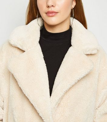 new look blue teddy coat