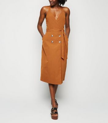 tan wrap dress