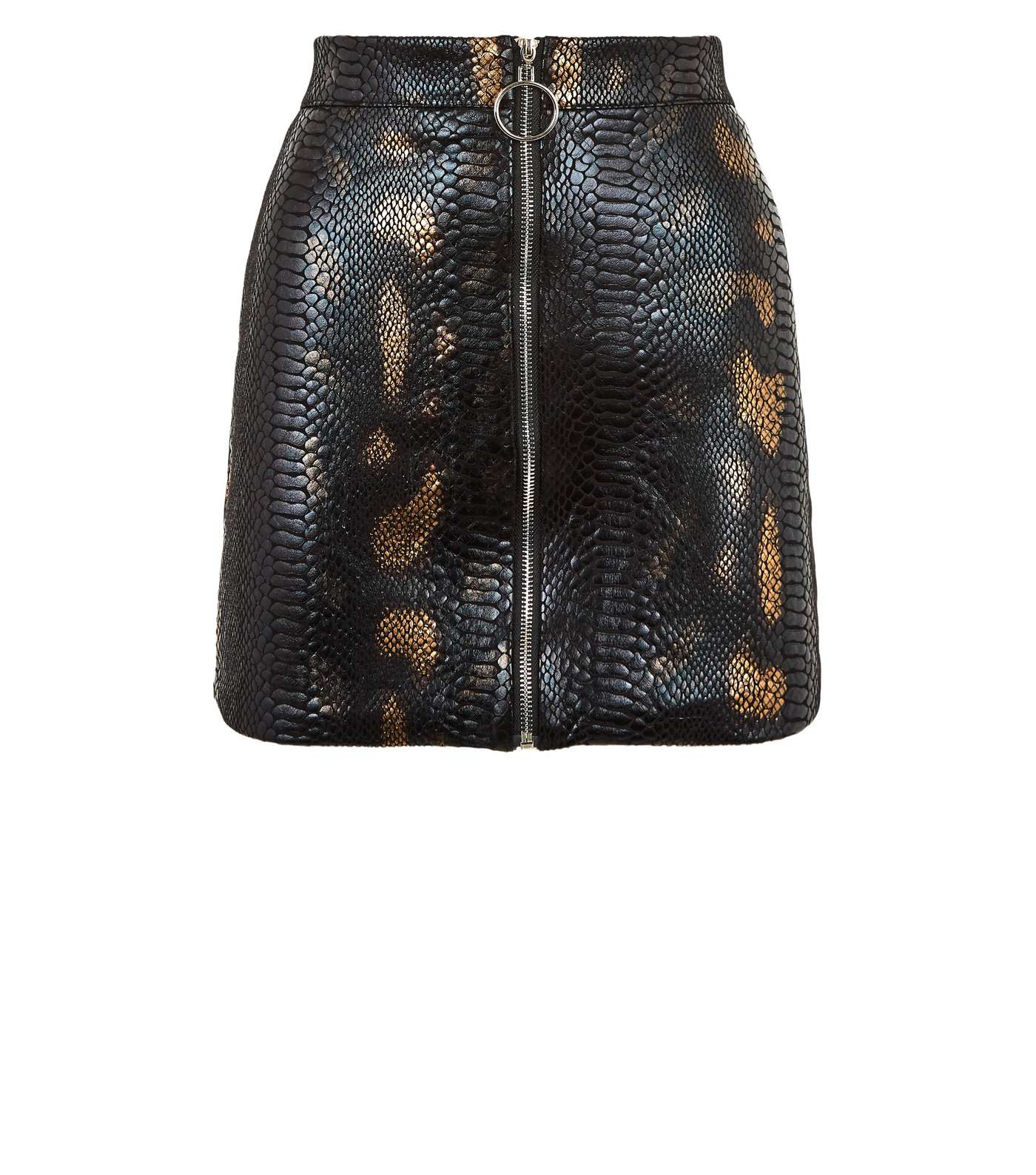 Pink Vanilla Black Faux Snake Leather-Look Mini Skirt Image 4