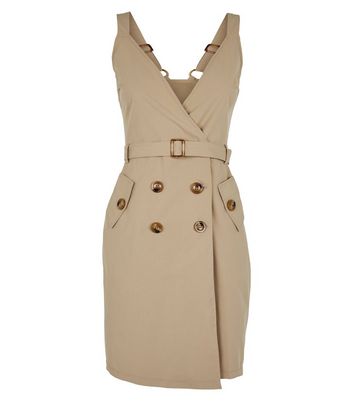 Image of Pink Vanilla Stone Belted Wrap Dress New Look