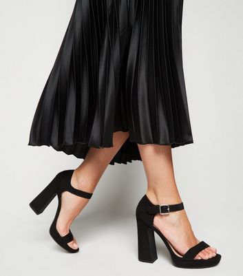 black two part platform heels