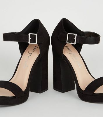 black two part platform heels