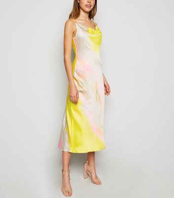 tie dye satin midi dress