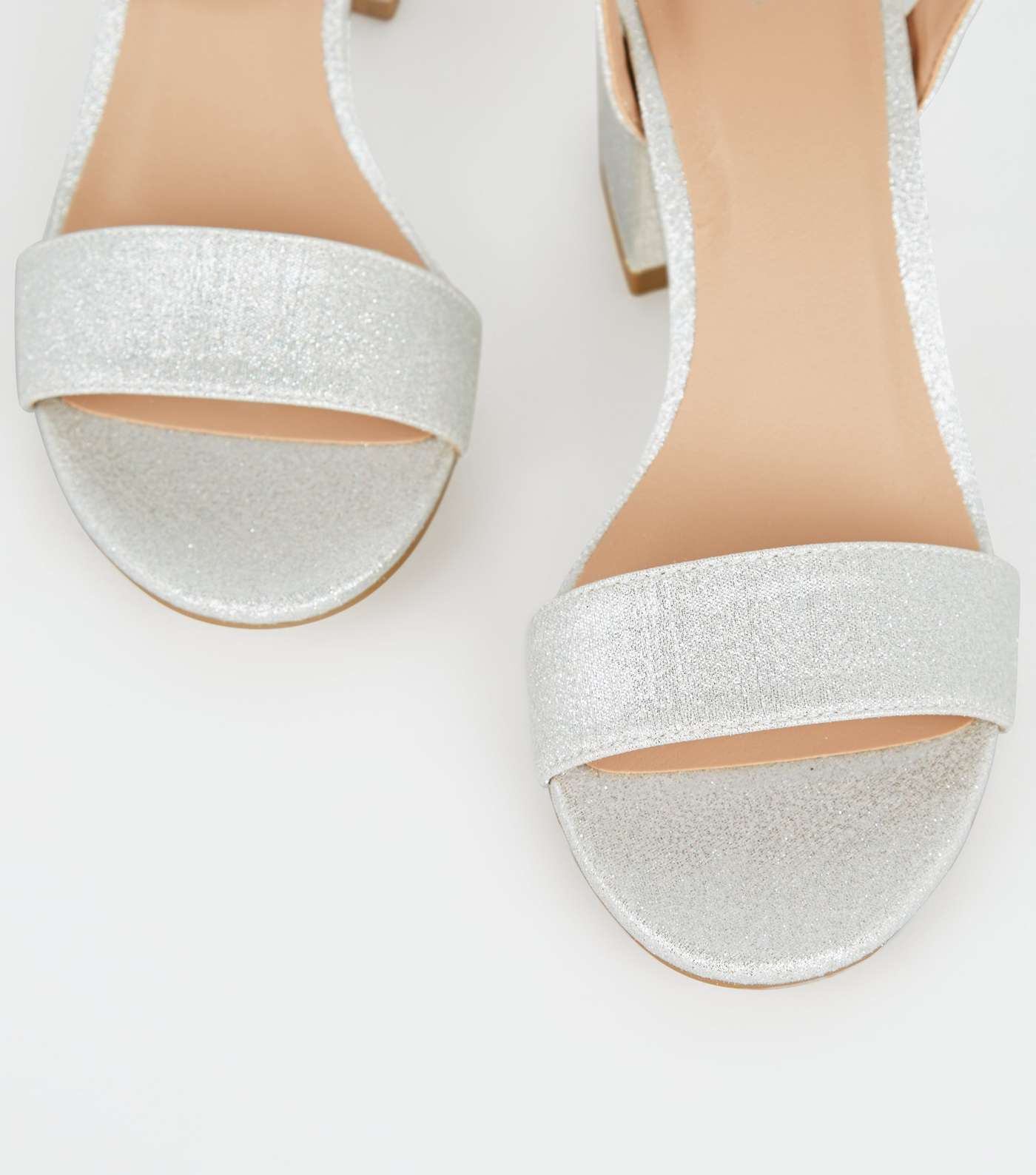 Girls Silver Glitter Block Heel Sandals Image 3