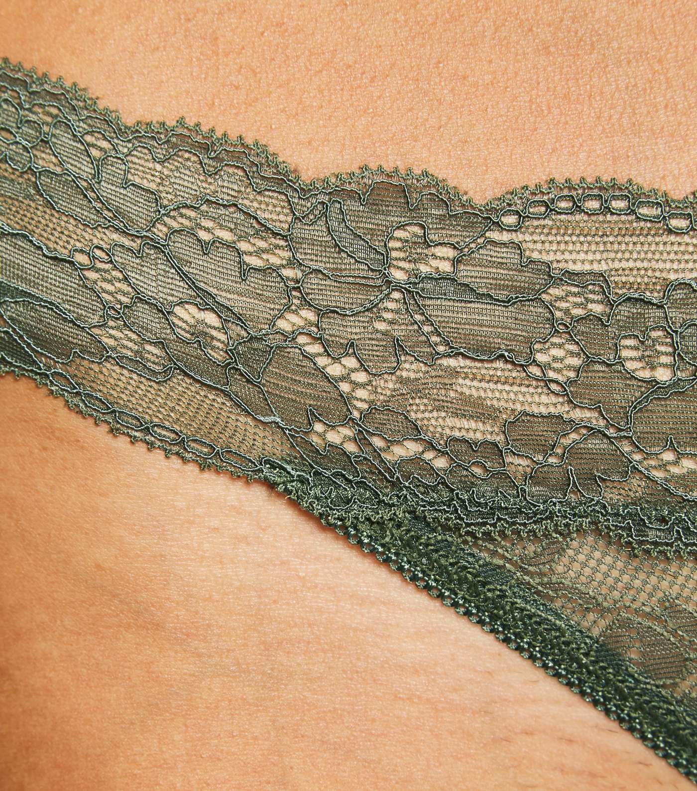 Khaki V Front Lace Thong Image 4