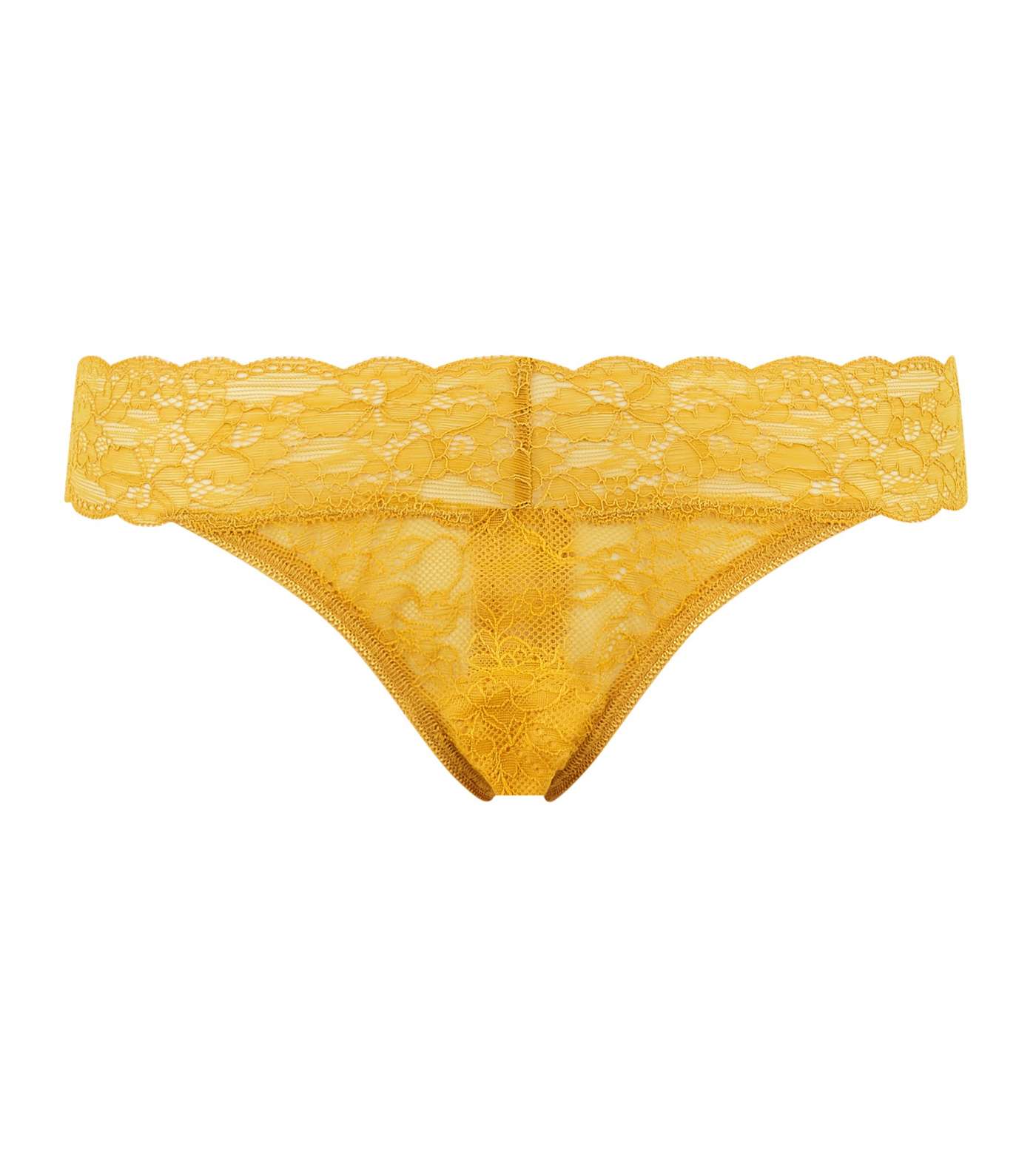 Mustard V Front Lace Thong Image 3
