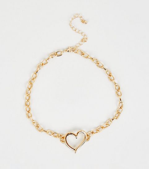 Gold Heart Chain Choker