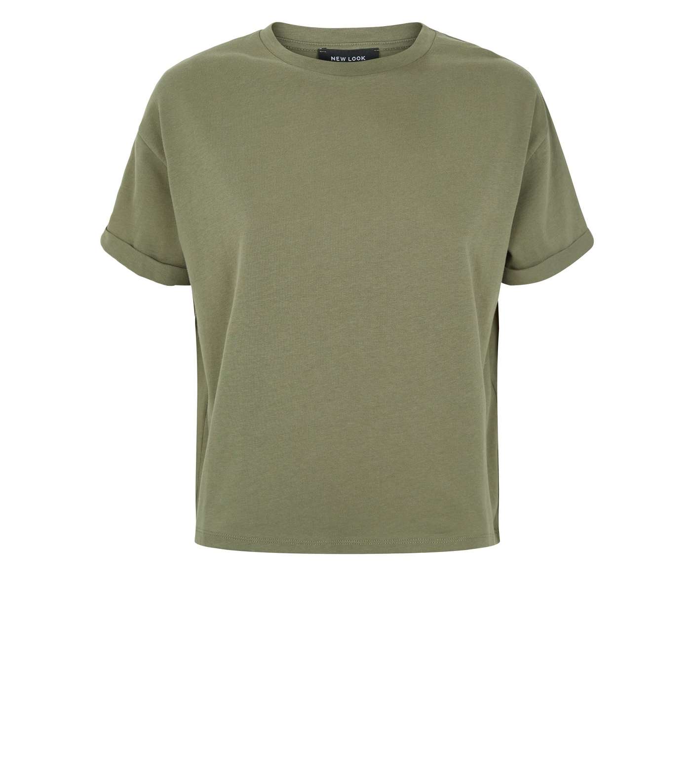 Khaki Boxy Crop T-Shirt Image 4