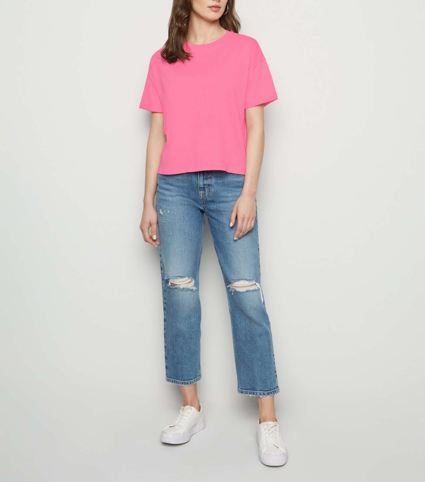 Bright Pink Boxy Crop T-Shirt Image 2