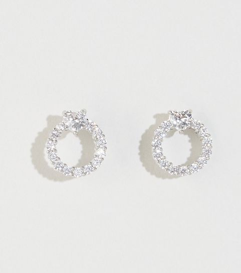 Crystal Cubic Zirconia Open Circle Stud Earrings