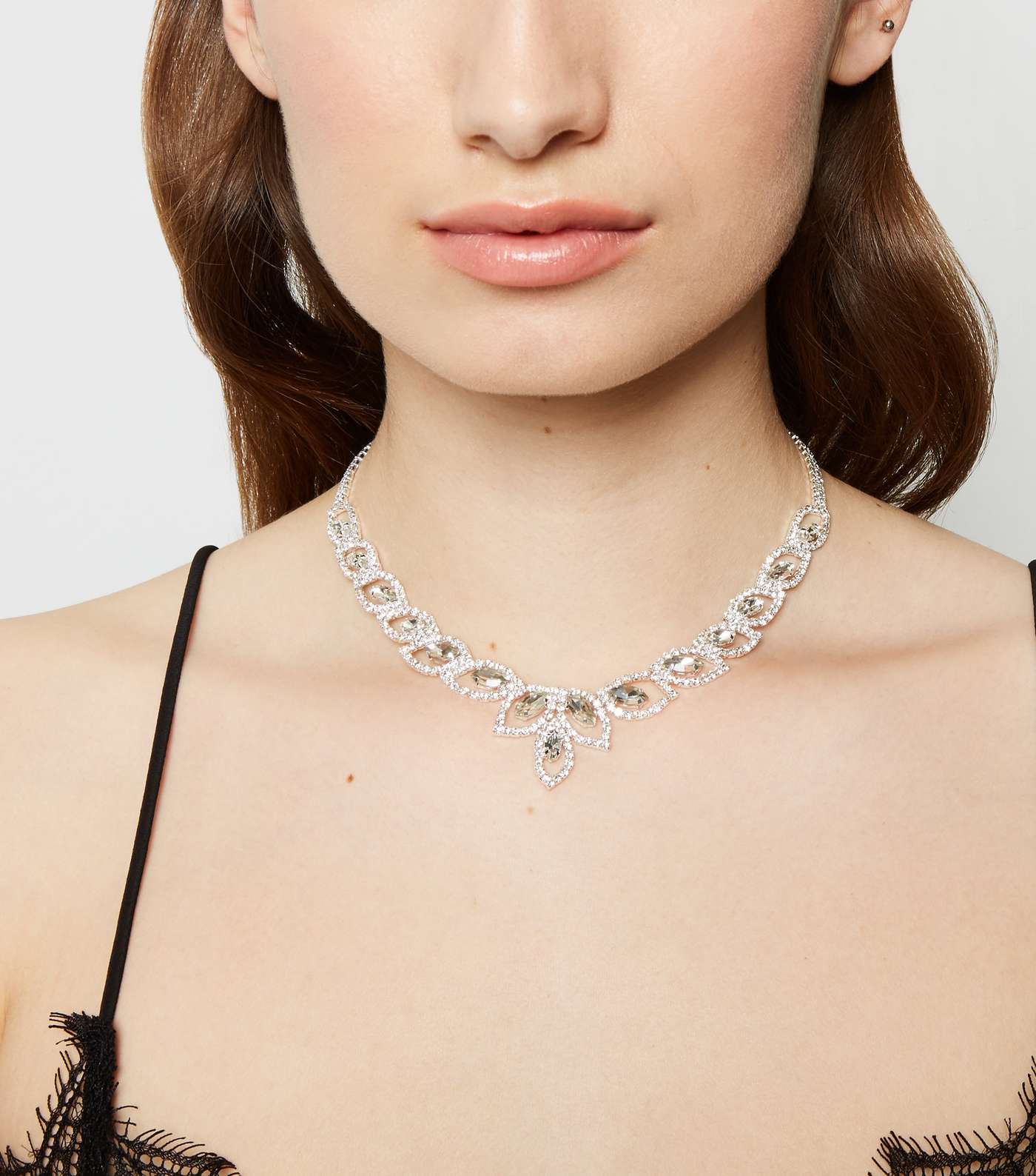 Silver Premium Gem Diamanté Necklace Image 2