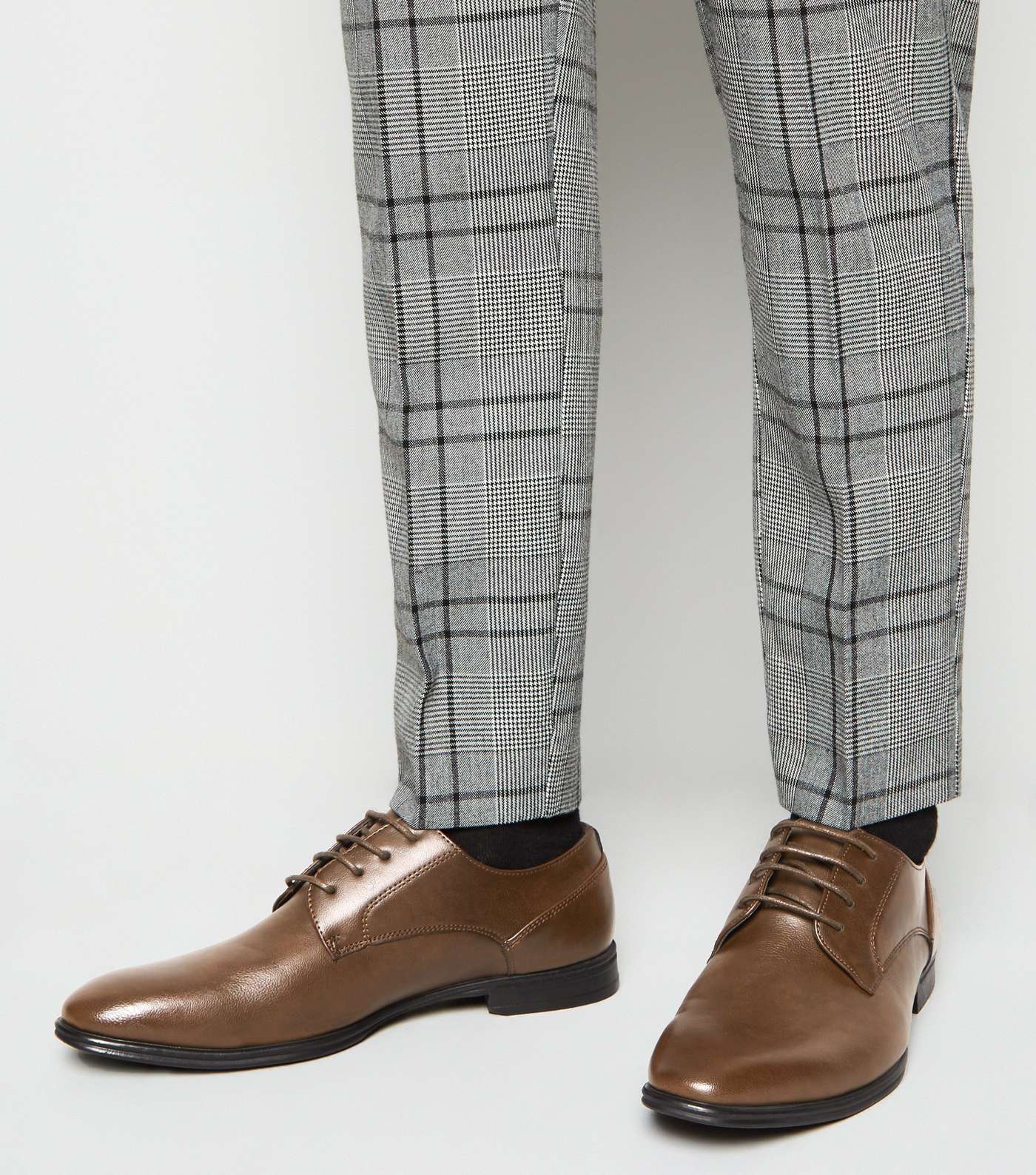 Dark Brown Leather-Look Formal Shoes Image 2