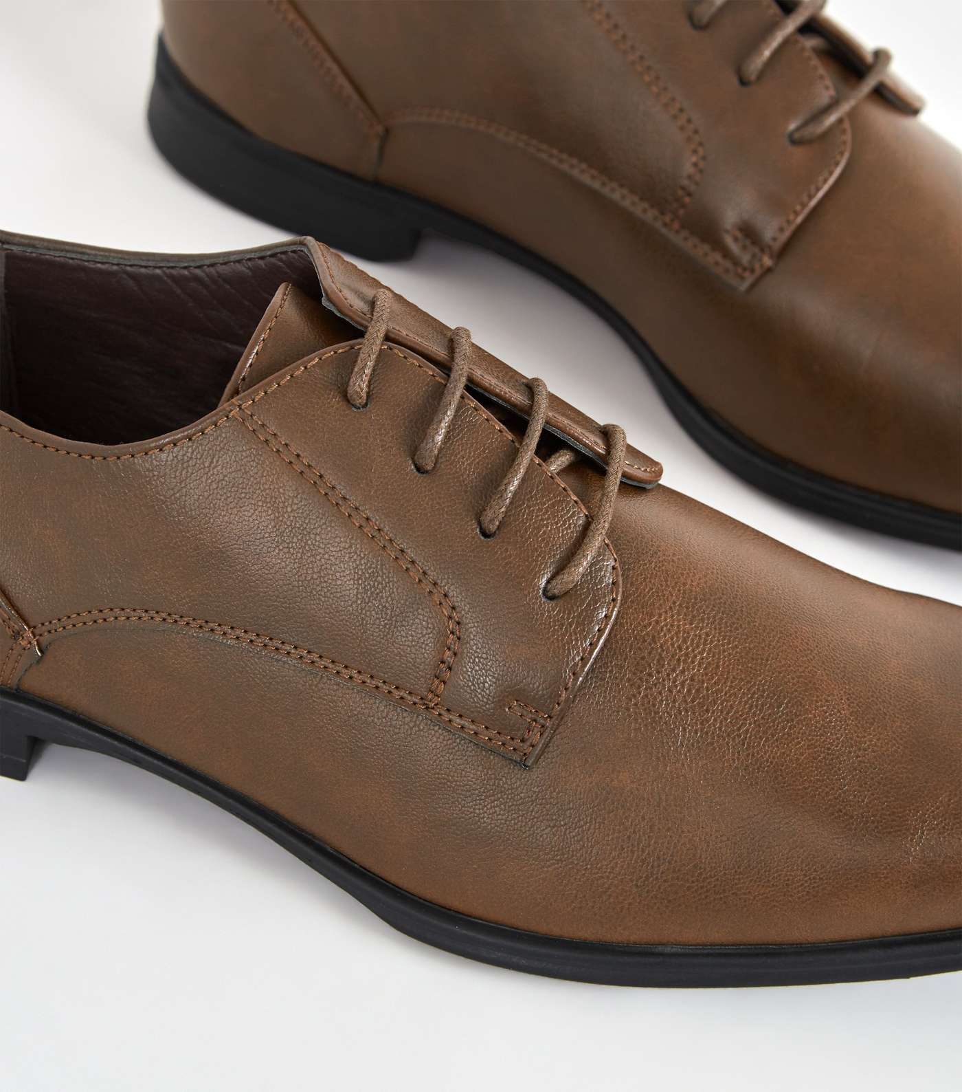 Dark Brown Leather-Look Formal Shoes Image 4