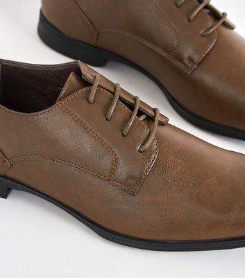 Dark Brown Leather-Look Formal Shoes 