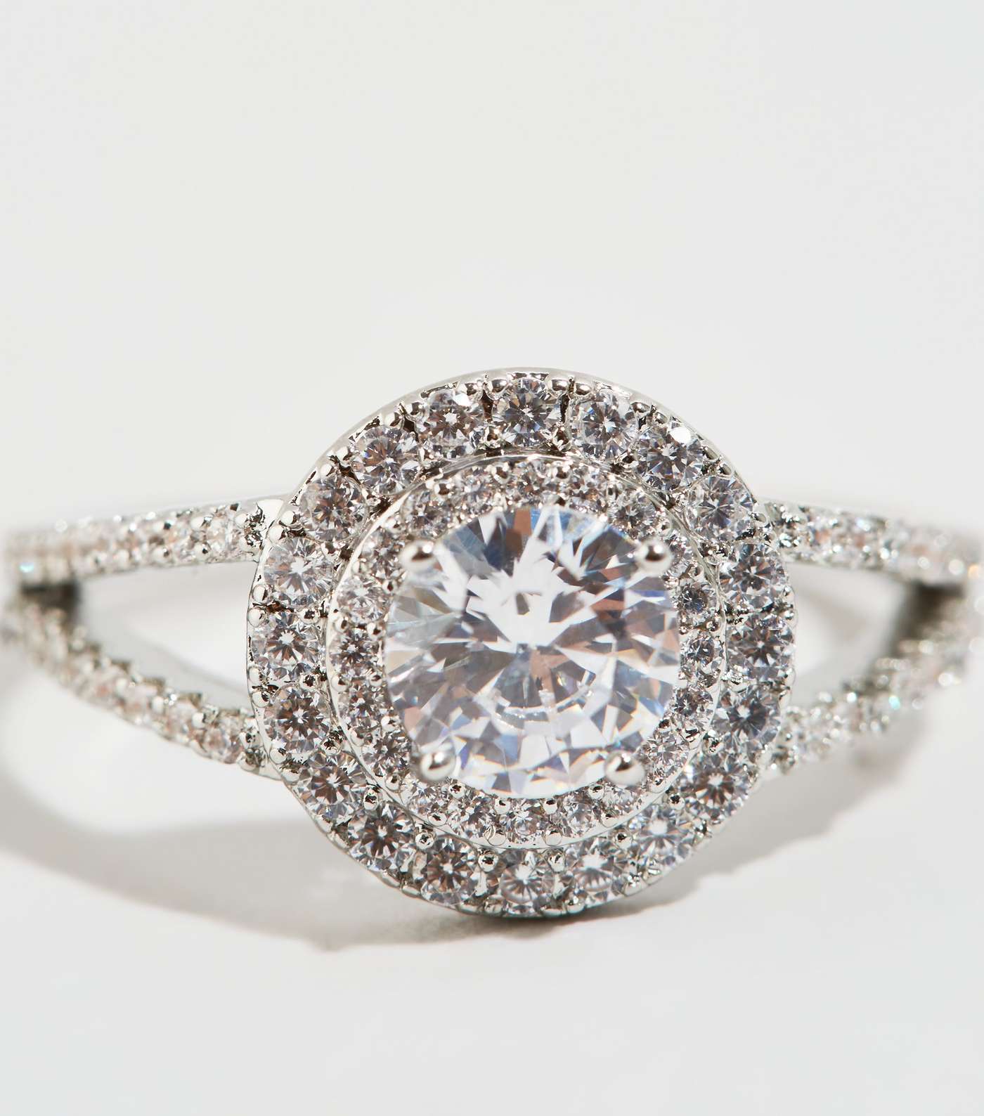Silver Premium Round Diamanté Ring Image 2