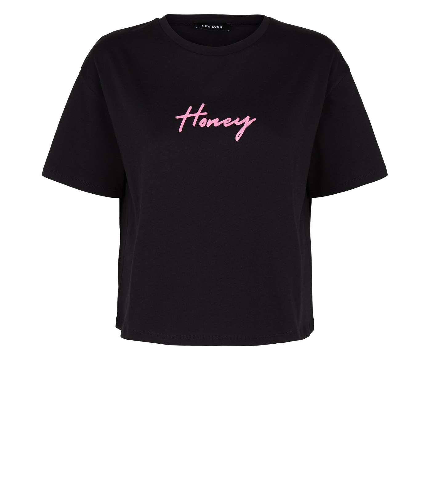 Black Neon Honey Slogan T-Shirt Image 4