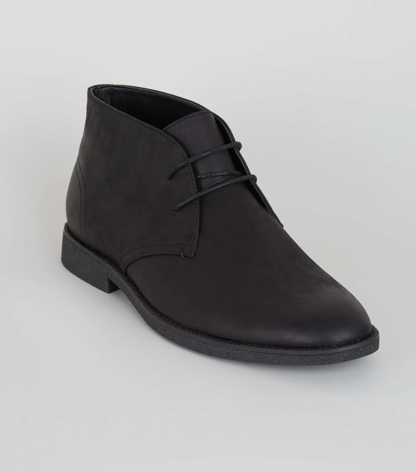 Black Leather-Look Desert Boots Image 2