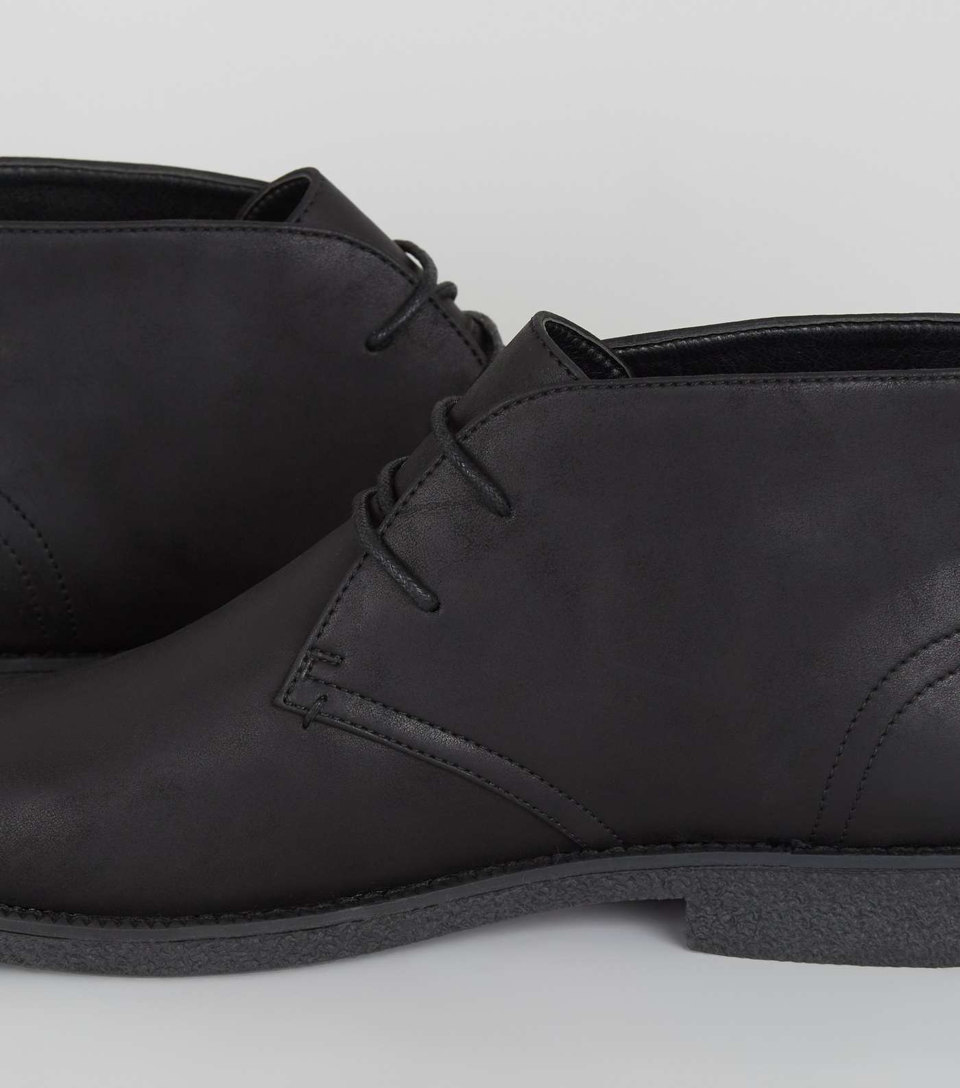 Black Leather-Look Desert Boots Image 4