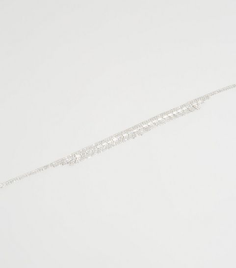 Silberfarbene Choker-Kette aus Premium-Strass