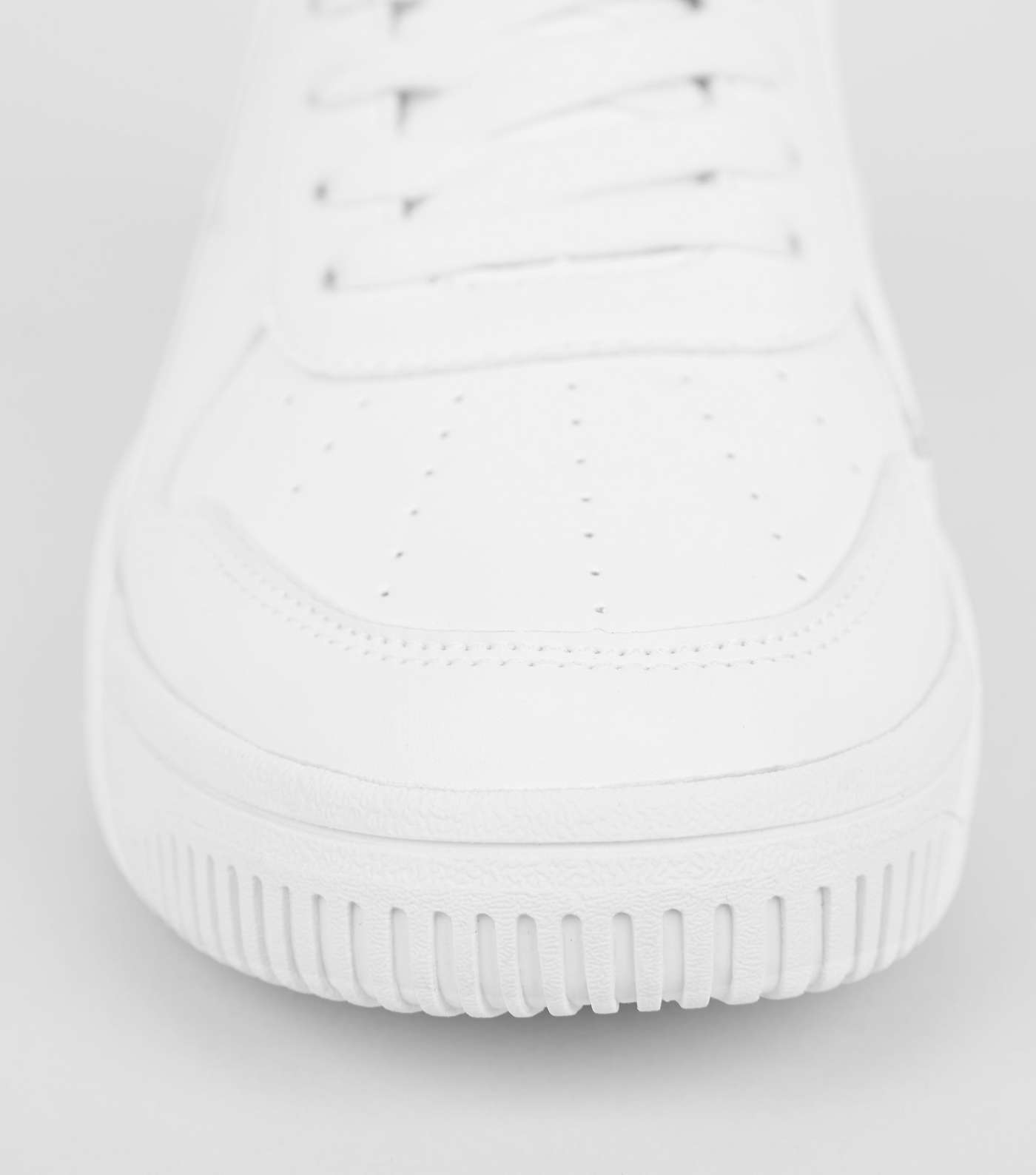 White Leather-Look Lace-Up Trainers Image 3