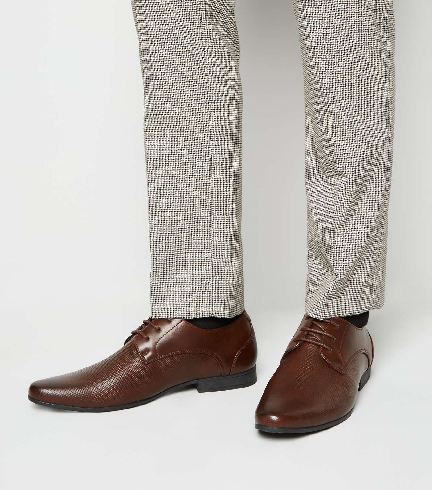 Dark Brown Perforated Formal Shoes Image 2