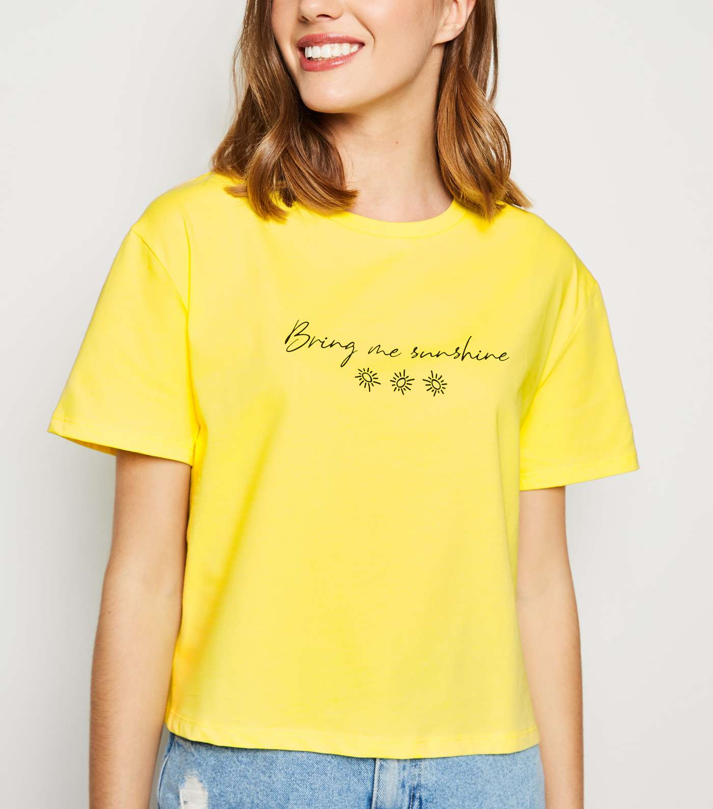 Yellow Bring The Sunshine Slogan Boxy T-Shirt