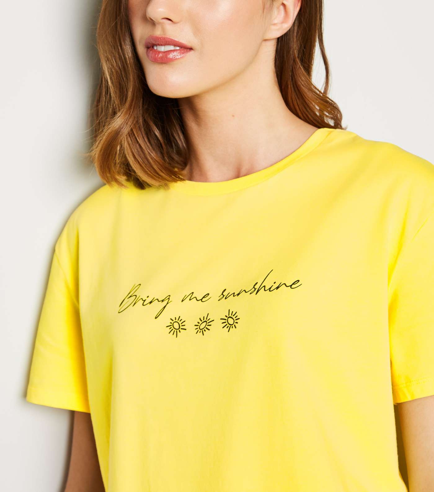 Yellow Bring The Sunshine Slogan Boxy T-Shirt Image 5