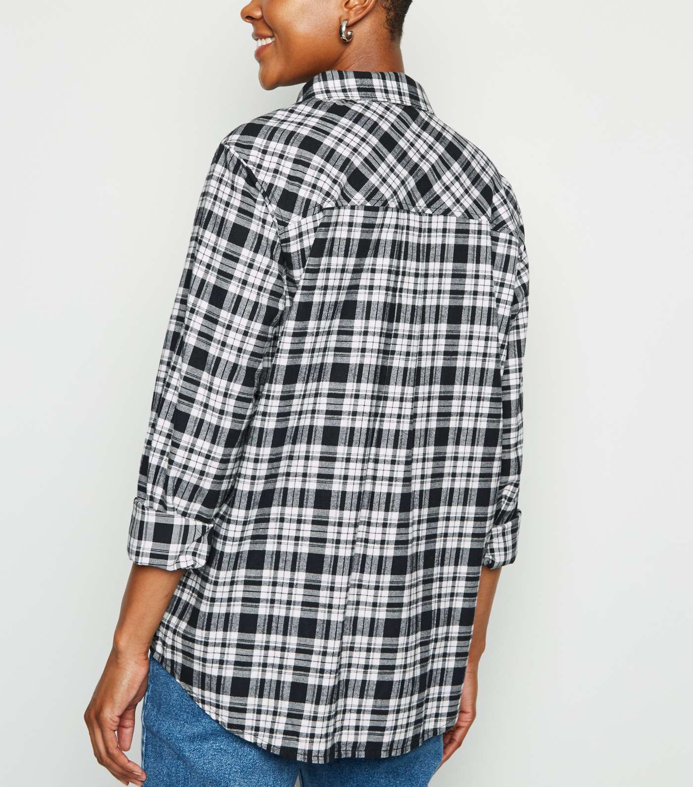 Black Check Long Sleeve Oversized Shirt Image 3