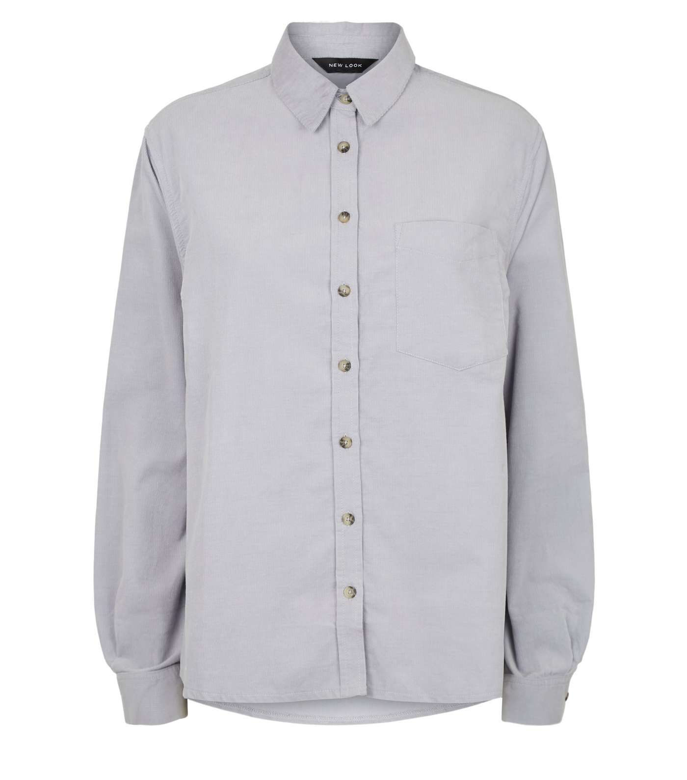 Grey Corduroy Long Sleeve Shirt Image 4