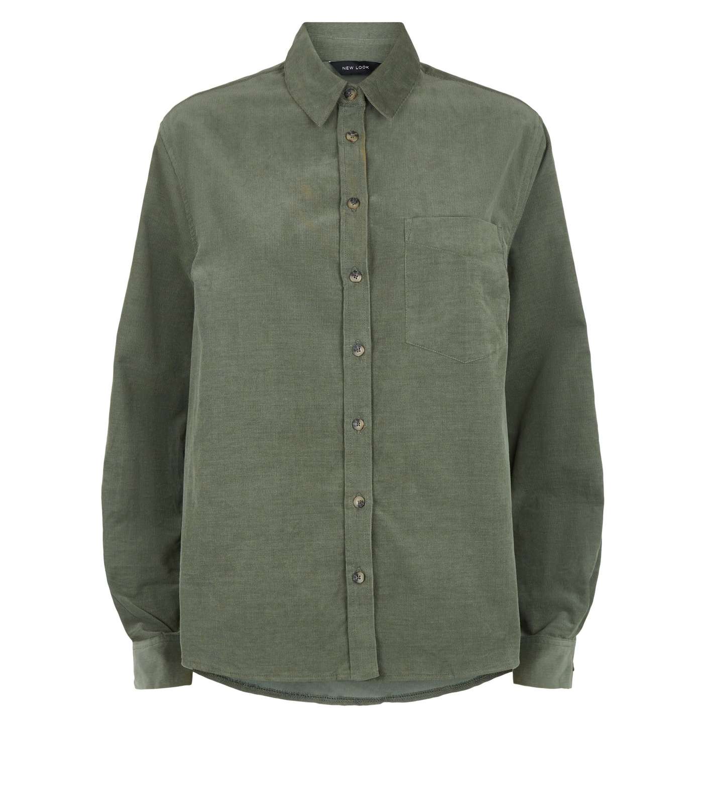 Khaki Corduroy Long Sleeve Shirt Image 4