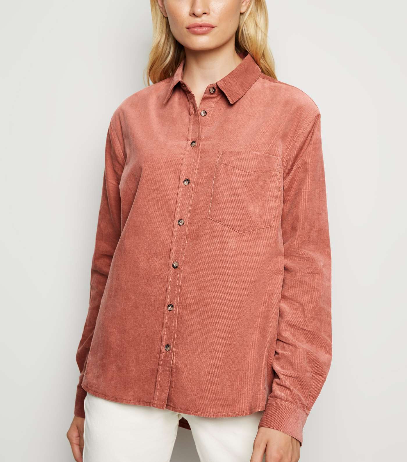 Pale Pink Corduroy Long Sleeve Shirt