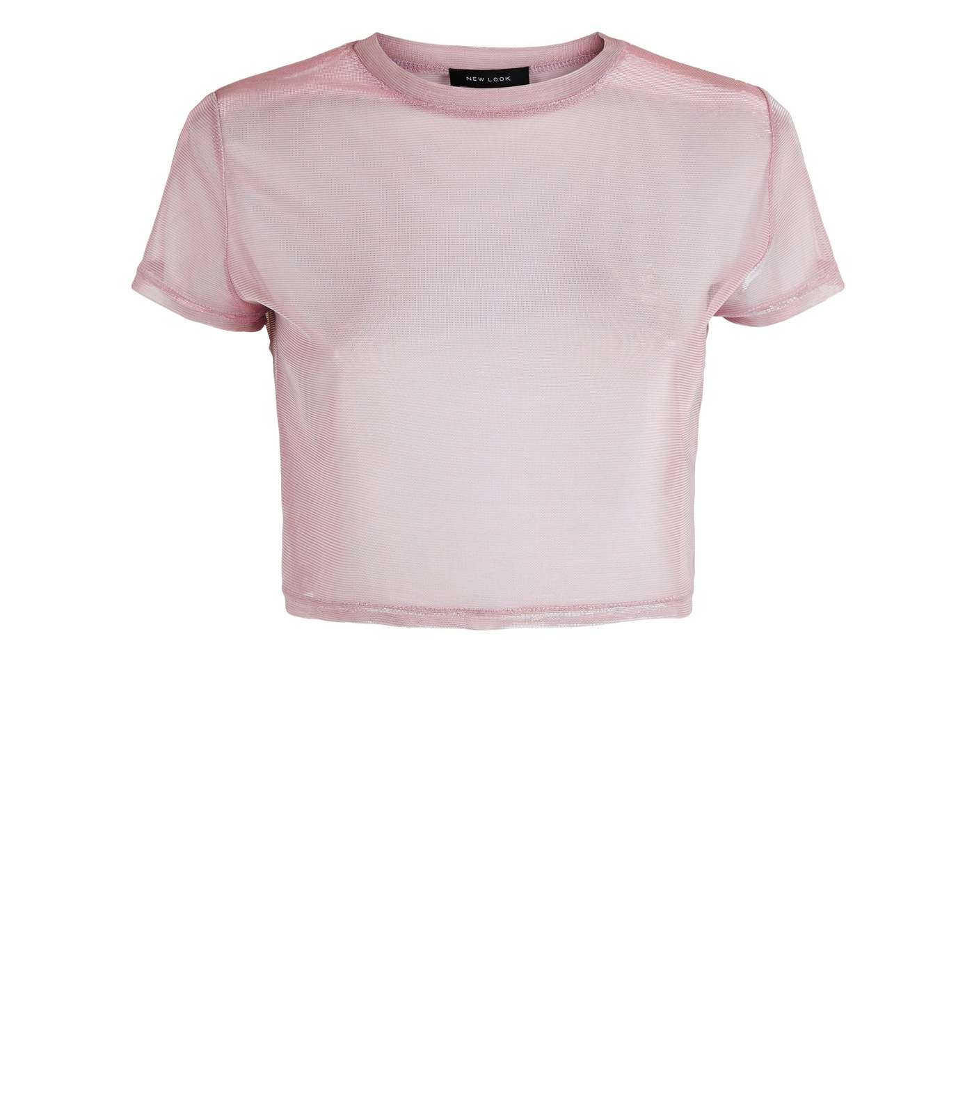 Pink 2 Tone Mesh Boxy Crop T-Shirt Image 4