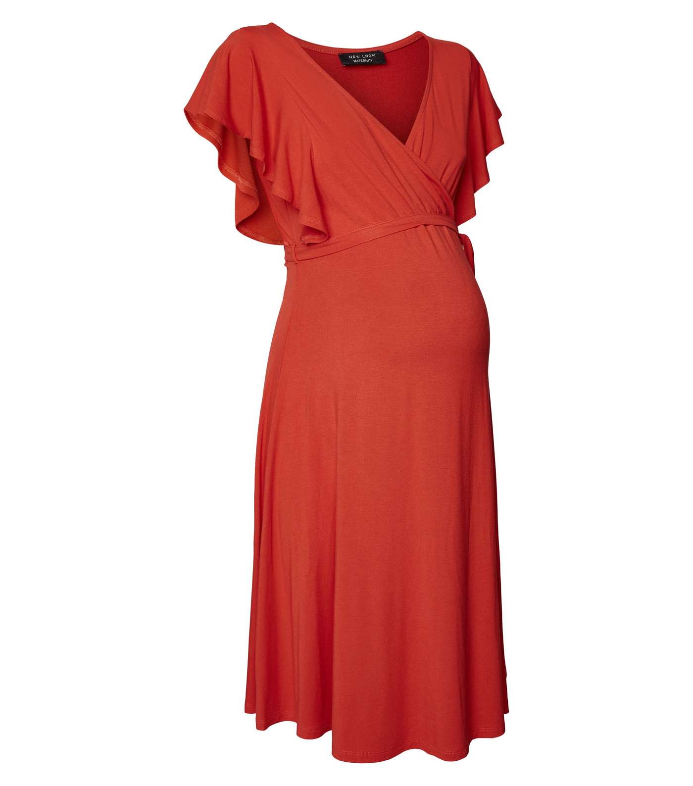 Maternity Red Frill Wrap Dress Image 4
