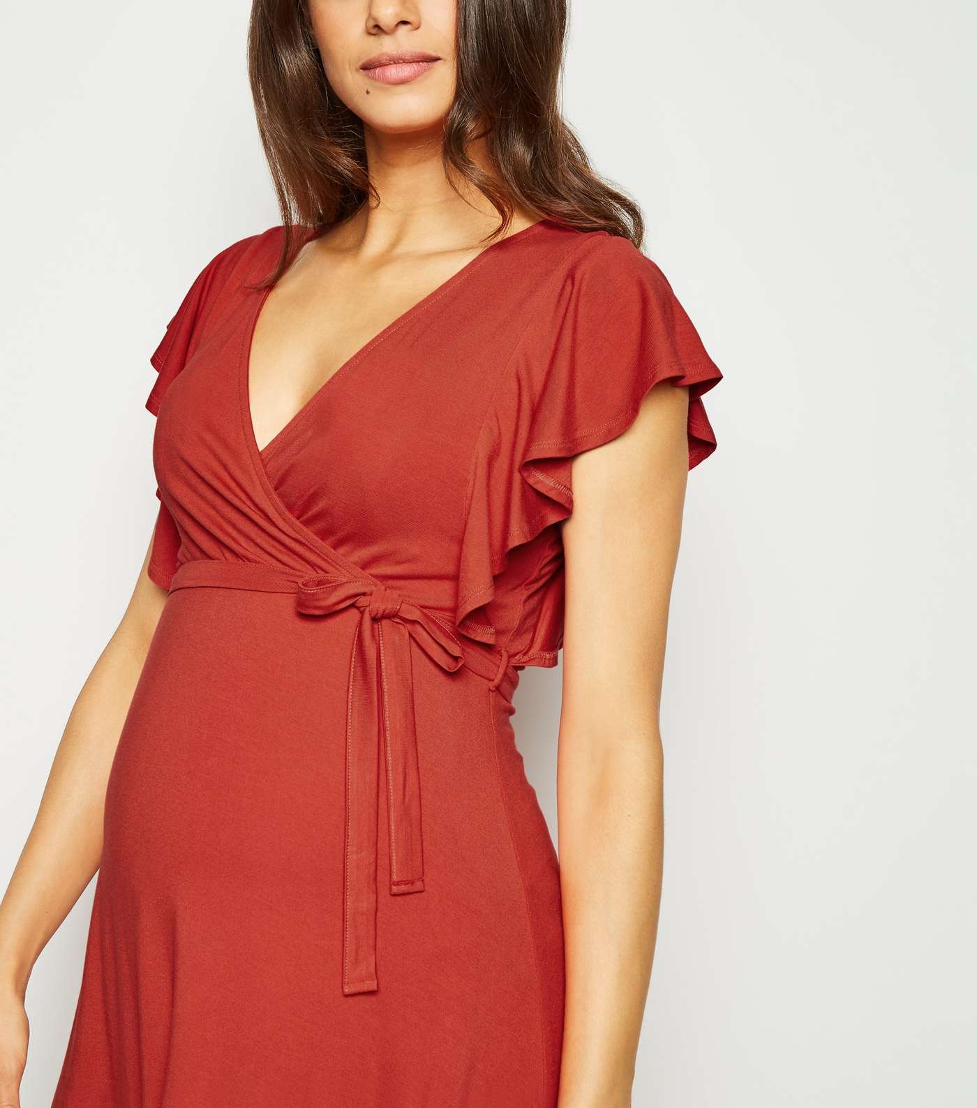 Maternity Red Frill Wrap Dress Image 2