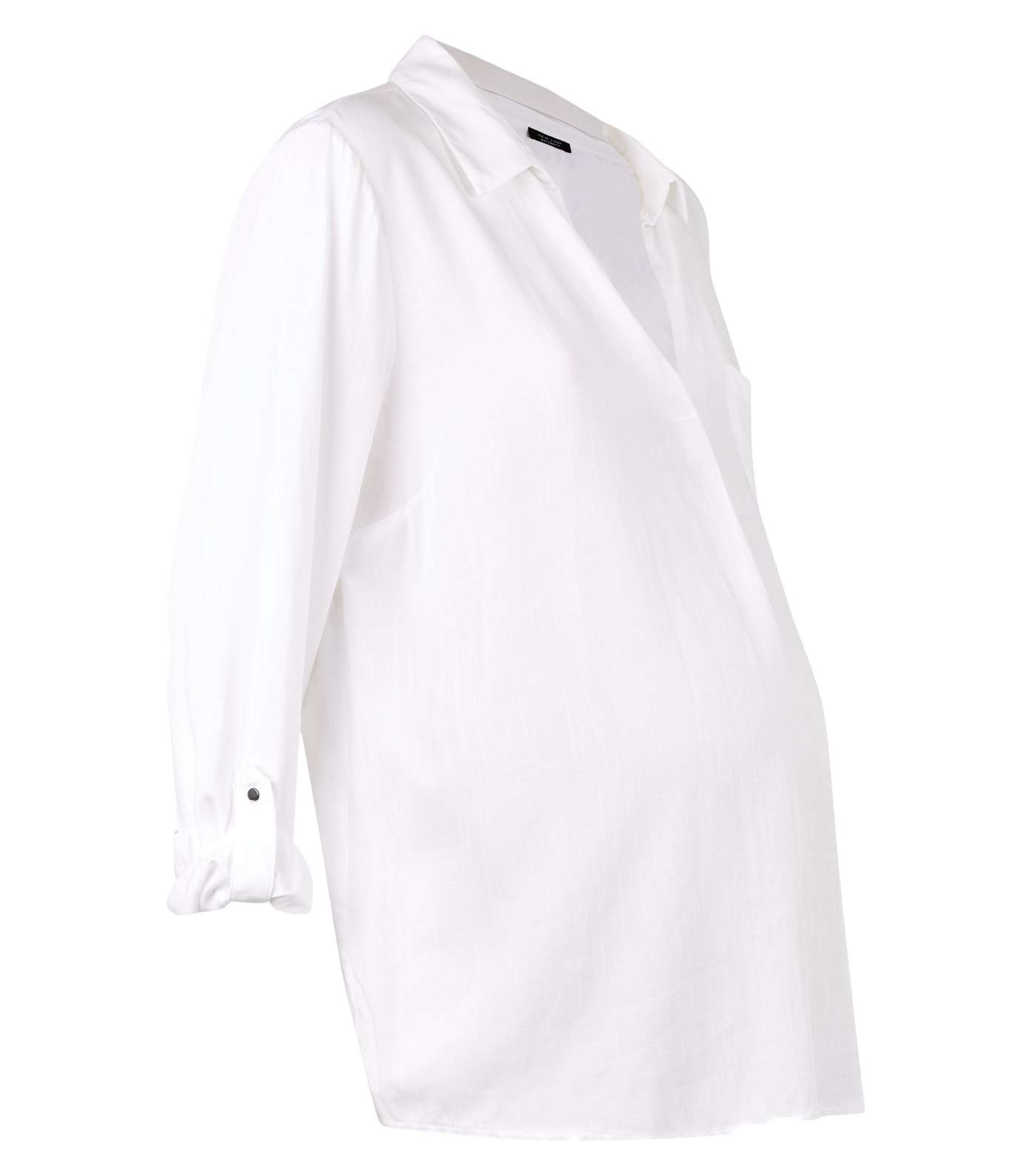 Maternity White Long Sleeve Overhead Shirt Image 4