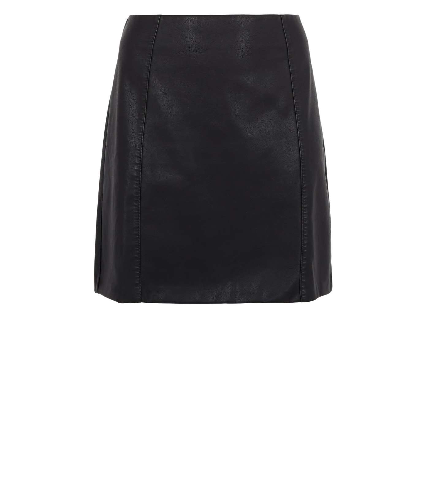 Curves Black Coated Leather-Look Mini Skirt Image 4
