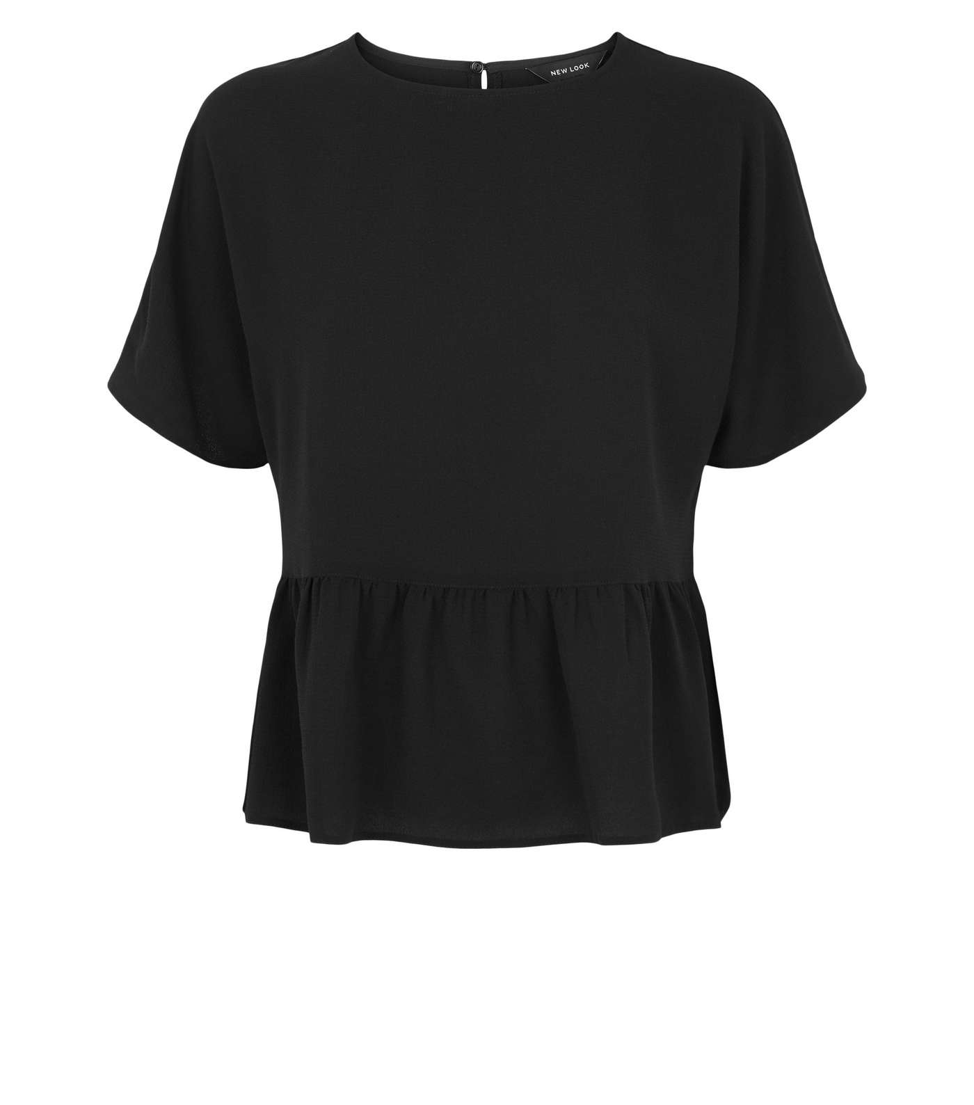 Black Short Sleeve Peplum T-Shirt Image 4
