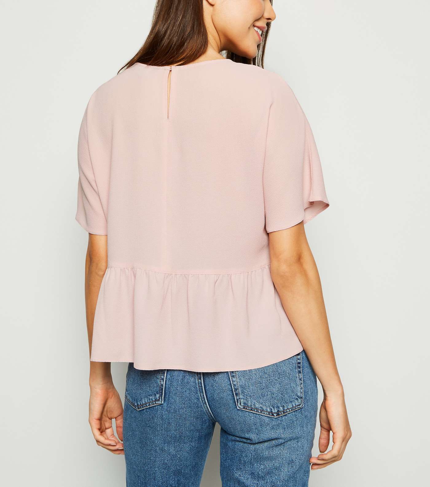 Pale Pink Short Sleeve Peplum T-Shirt Image 3