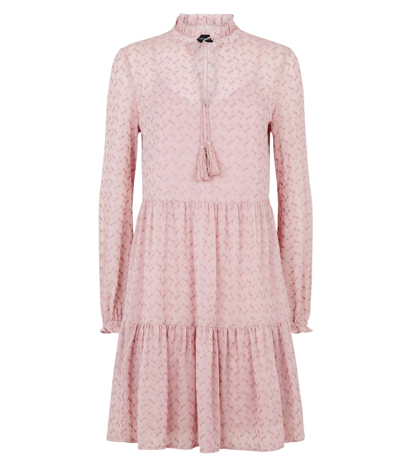 Pale Pink Lace Tiered Smock Dress Image 4