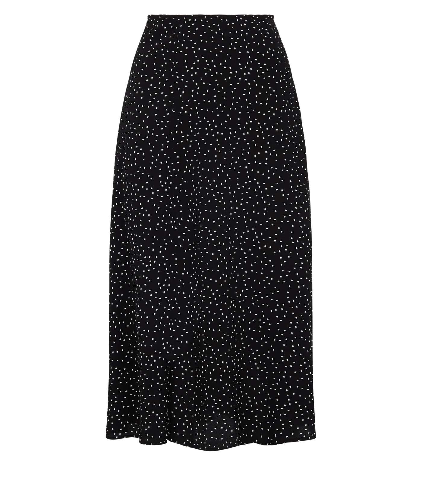 Petite Black Spot Side Split Midi Skirt Image 4
