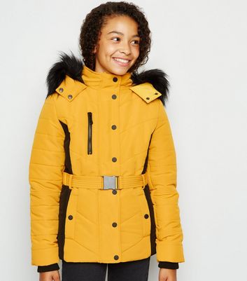 yellow puffer jacket new look