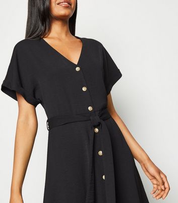 new look black button dress