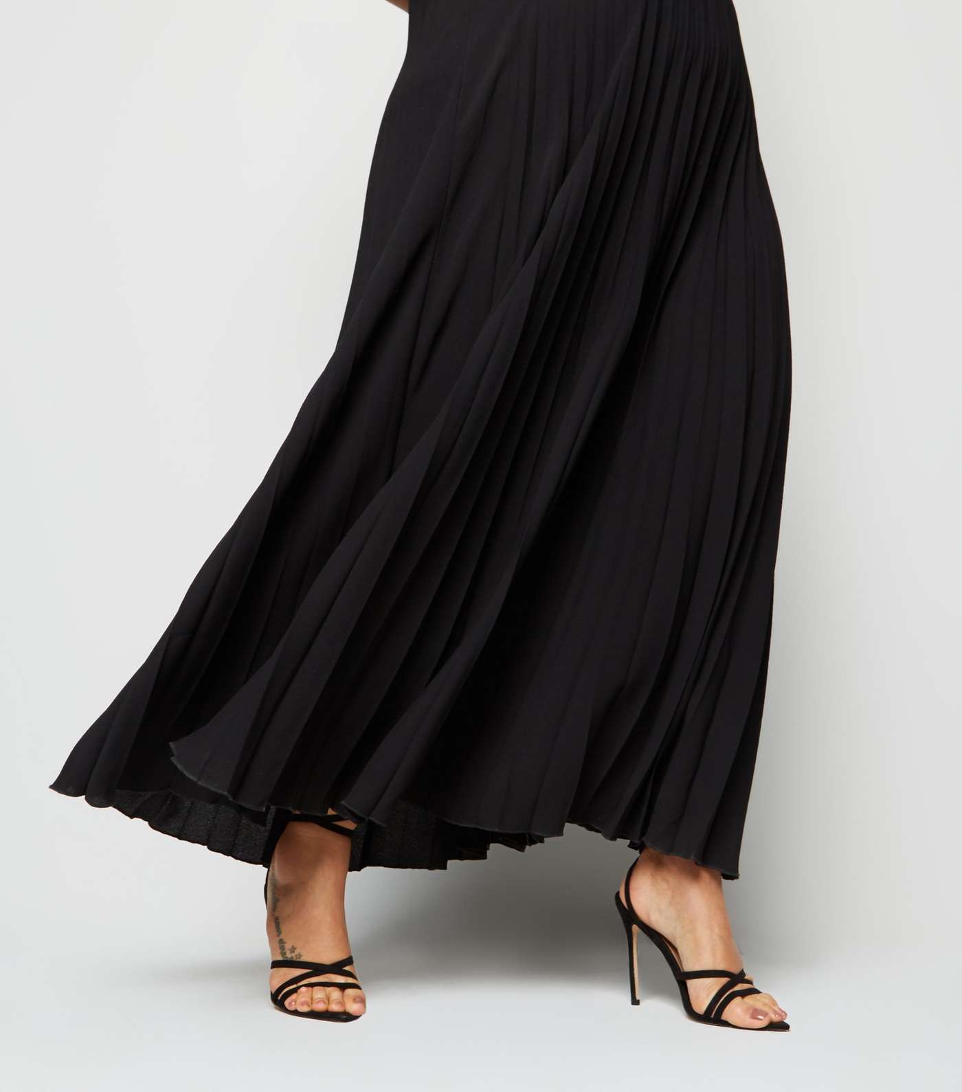 Curves Black Pleated Maxi Dress  Image 2