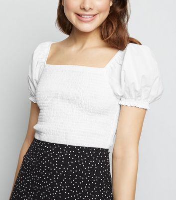 white top square neck