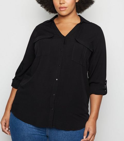 Curves Black Utility Shirt 