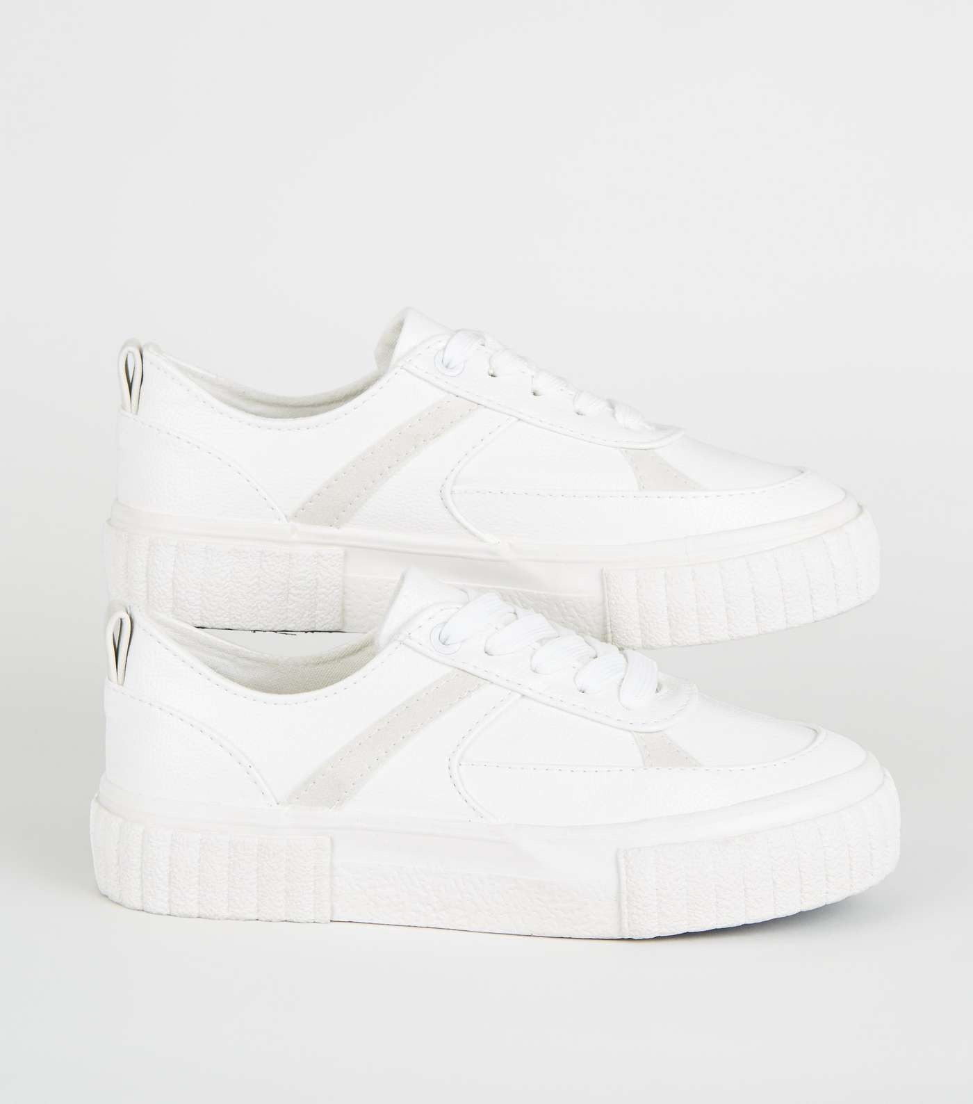 Girls White Leather-look Lace Up Trainers Image 3